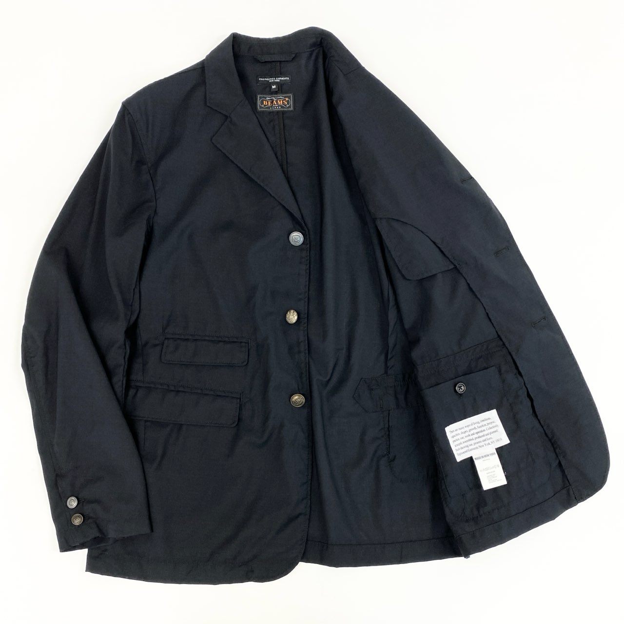 76g4 《美品》 ENGINEERED GARMENTS エンジニアドガーメンツ BEAMS ビームス テーラードジャケット ブレザー 刻印ボタン サイズM ダークネイビー ウール100 メンズ 紳士服 コラボ