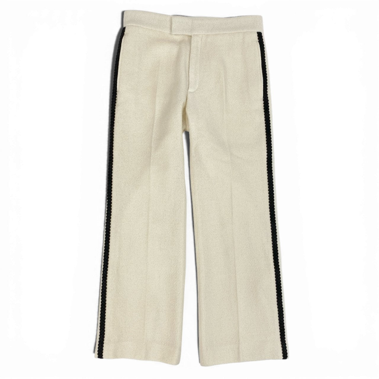 Ib11【美品】GUCCI グッチ ツイードスラックスパンツ サイドライン インターロッキングG ボトムパンツ 48サイズ アイボリー メンズ 男性用k02i