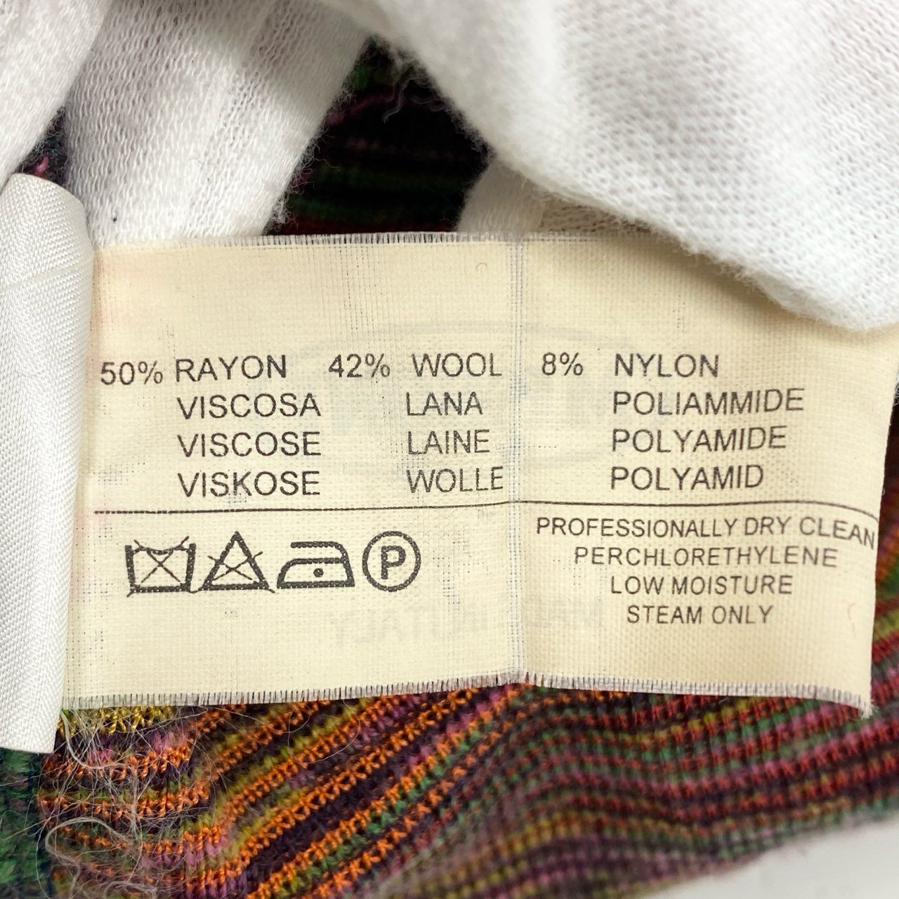 75j29 MISSONI ミッソーニ 長袖ニットワンピース ボーダー 膝丈 イタリア製 72サイズ マルチカラー レディースu02t