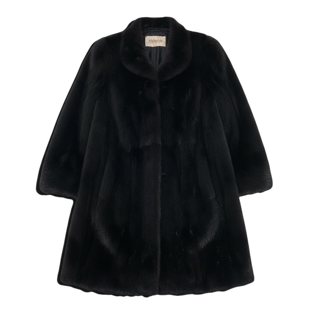 73i19 Malvoisie ダークミンク ロングコート 丈100cm サイズ11 ブラック 本毛皮 Dark Mink Fur Long Coat リアルファーt18r