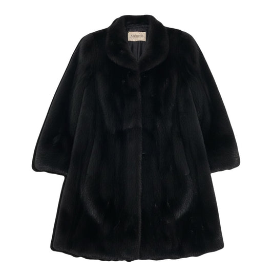 73i19 Malvoisie ダークミンク ロングコート 丈100cm サイズ11 ブラック 本毛皮 Dark Mink Fur Long Coat リアルファーt18r