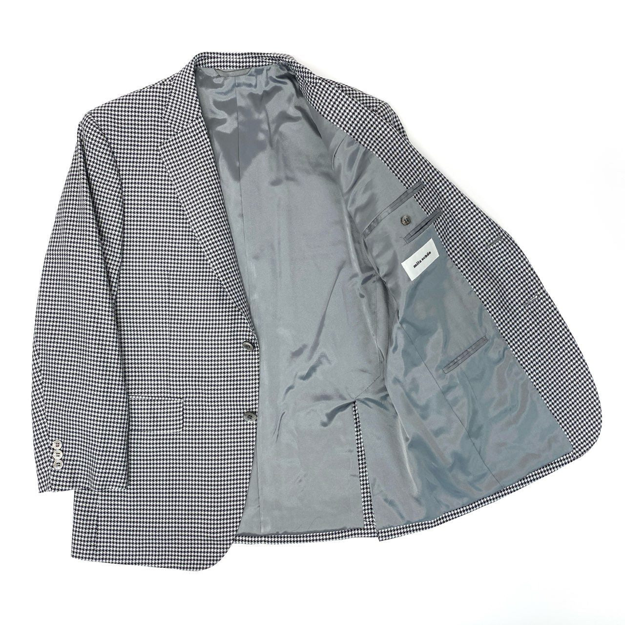 66l1 mila schon ミラショーン テーラードジャケット 2B 千鳥格子 ハウンドトゥース メンズ 紳士服 ブラック ホワイトu02t