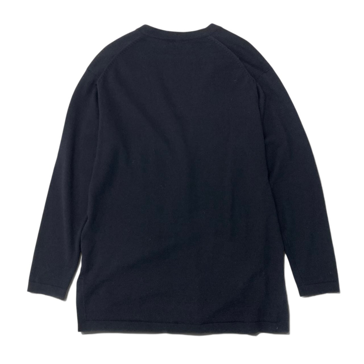 89i15 Christian Dior クリスチャンディオール ロングスリーブ ニットカーディガン チュニック丈 ロゴボタン サイズL ブラック ウール100％ レディースo07t