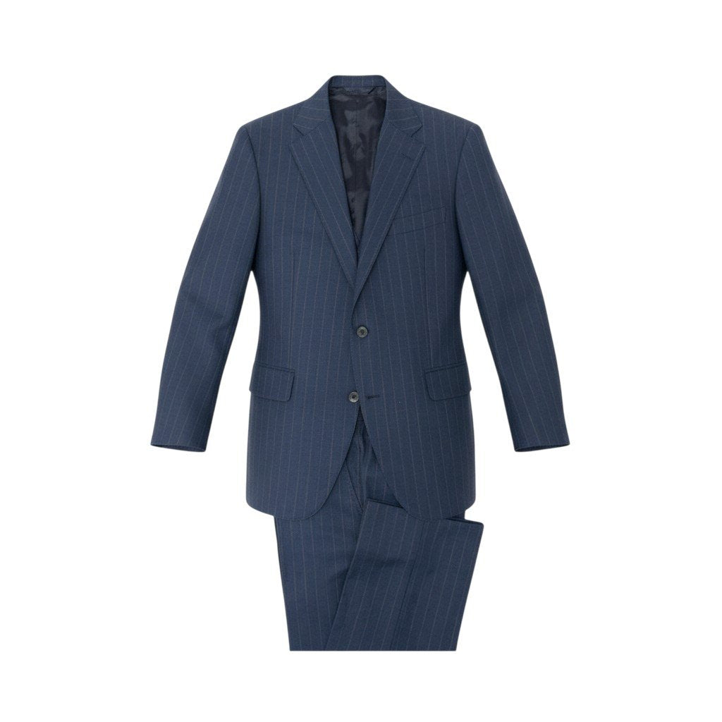 61k28 mila schon ミラショーン セットアップスーツ 3ピース スリーピース 2B ストライプ柄 ビジネス フォーマル メンズ 紳士服 ネイビー ウール100％u02t
