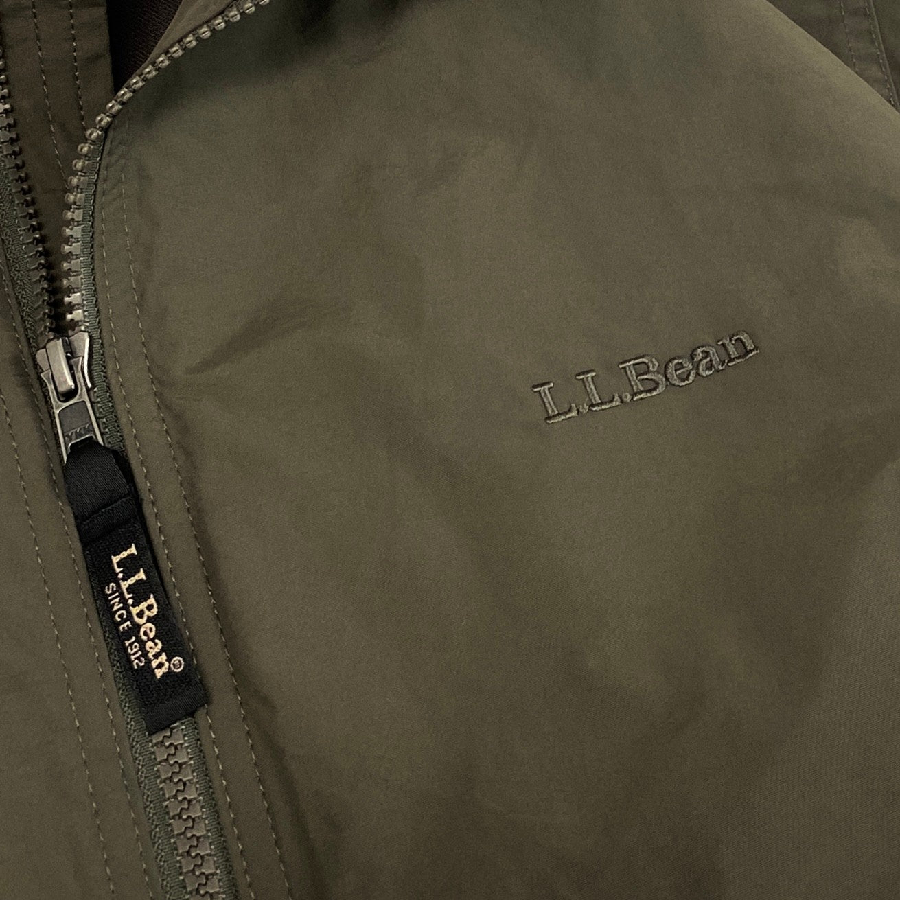 30h29《美品》L.L.Bean エルエルビーン ウォームアップジャケット ブルゾン フランネル裏地付き 耐水性 500395 Mサイズ カーキ メンズ 男性用u02t