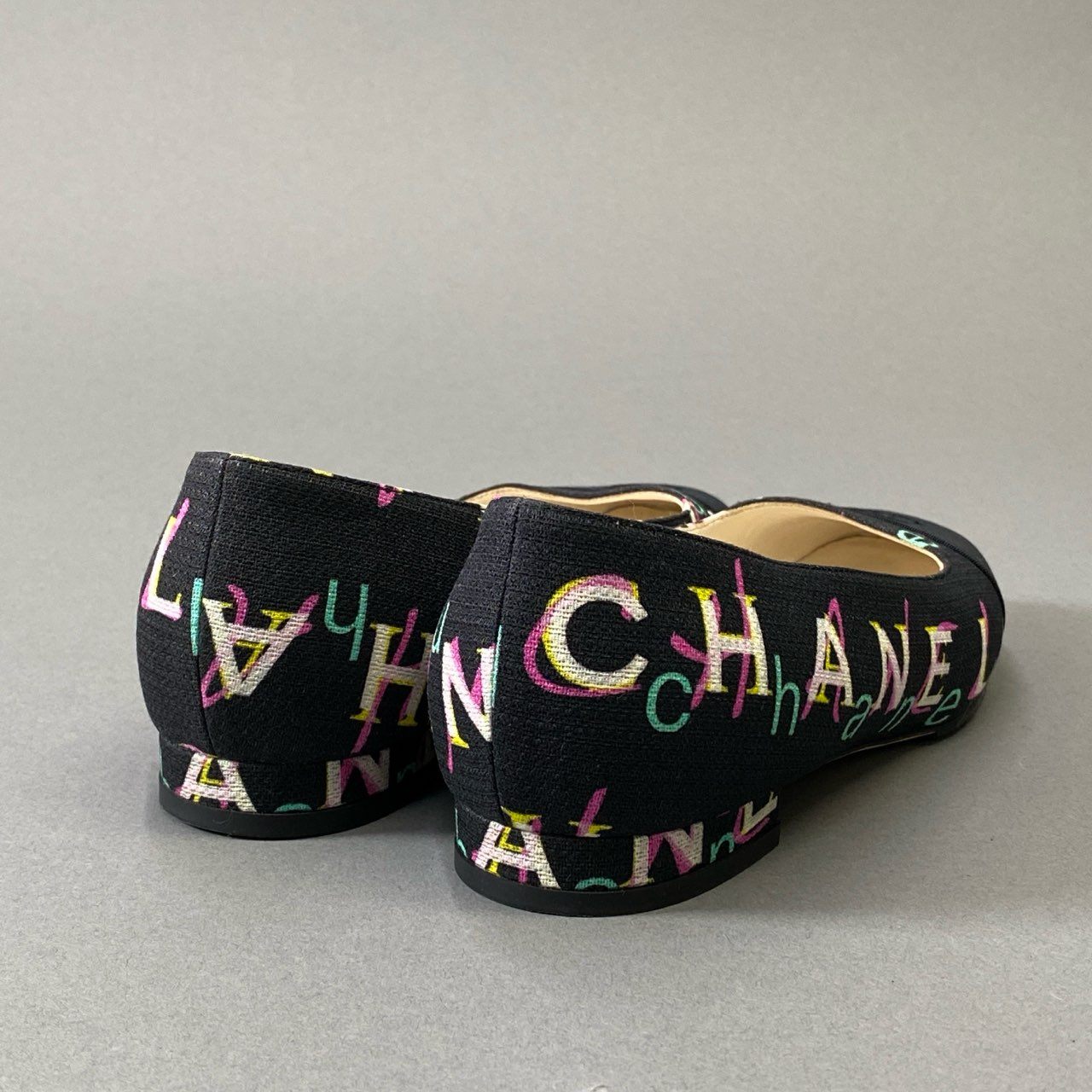 2i18 《美品》 CHANEL シャネル ココマーク ロゴフラットシューズ  G34785 36 ブラック パンプス FLAT SHOES イタリア製t18r
