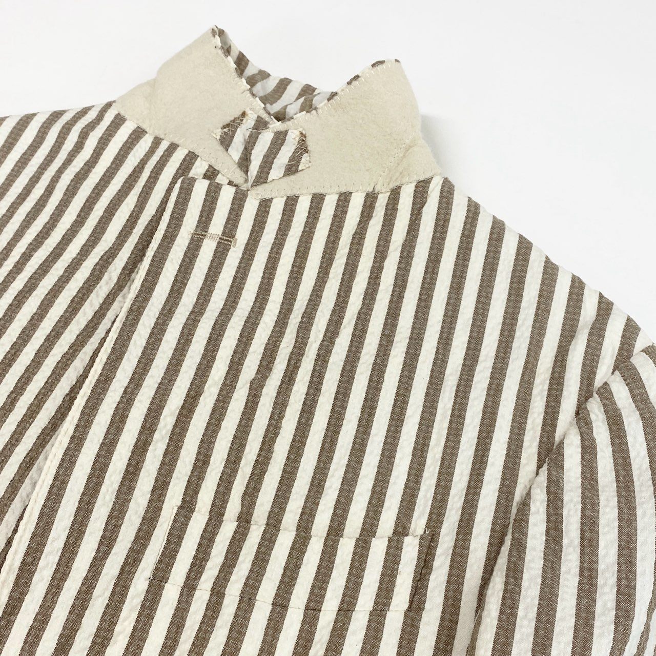 49L9 THE GIGI ザジジ テーラードジャケット サマージャケット シアサッカー 42 ホワイト ブラウン メンズ 紳士服u02t