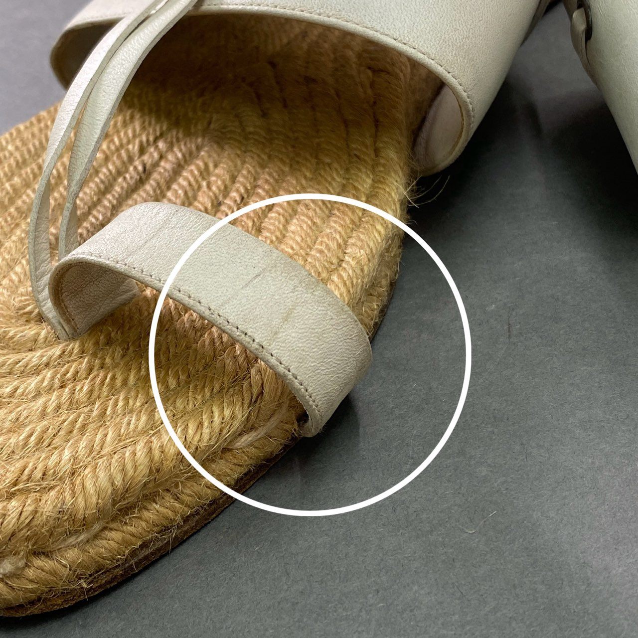 7b7 HERMES エルメス エスパドリーユ トング フラットサンダル leather メンズ 43 ホワイト