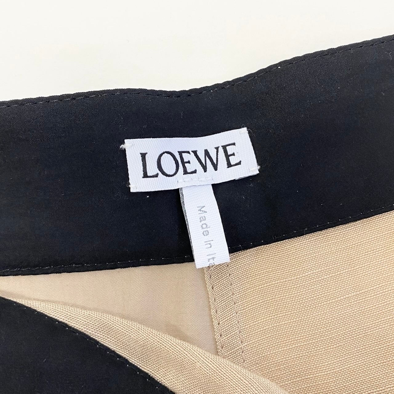 Ef9 LOEWE ロエベ  素材切替 ドッキング ロングスカート  S540Y08X24 36 ベージュ ビスコース リネン レディースo07t