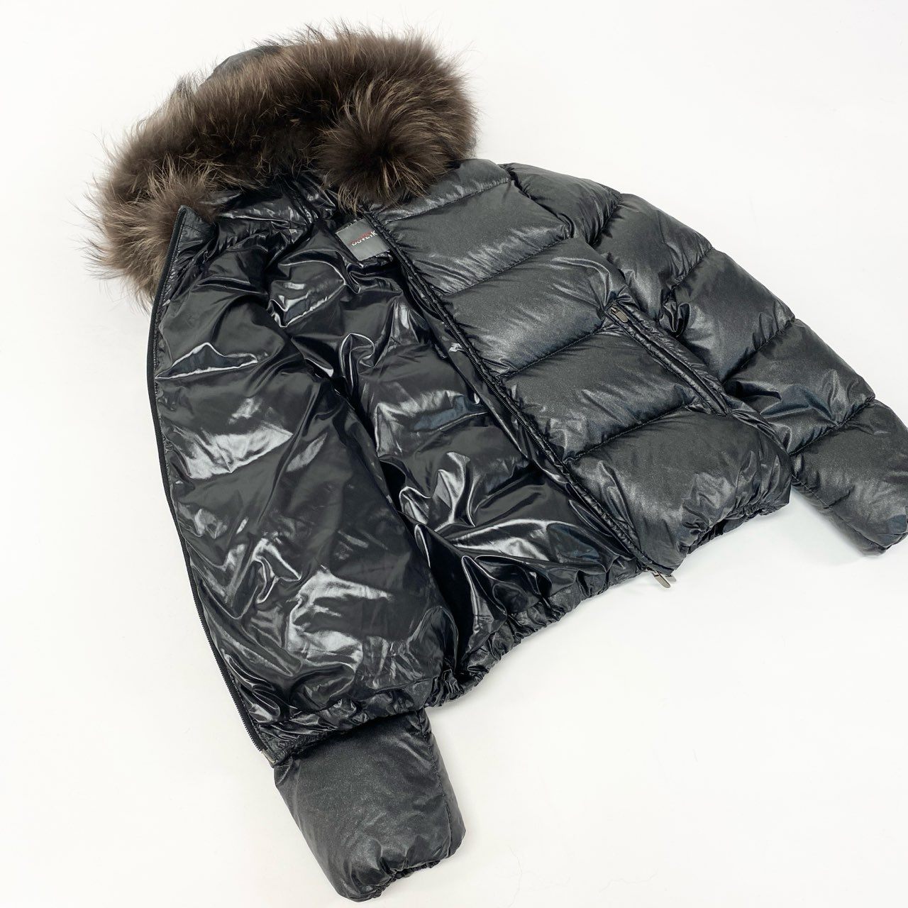 73j28 《美品》 DUVETICA デュベティカ 取外しファー付き グースダウンジャケット 40 グレー ラメ入り GOOSE DOWN JACKET 女性服t18r