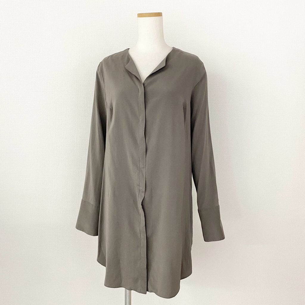 9d7 BURUNELLO CUCINELLI ブルネロクチネリ シルクシャツ シルクブラウス チュニック XL チャコール レディース 婦人服 イタリア製