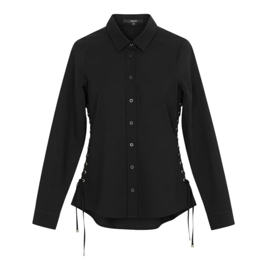 Ee19 GUCCI グッチ サイドレースアップ 長袖シャツ ストレッチ サイズ36 ブラック レディース 女性服u02t