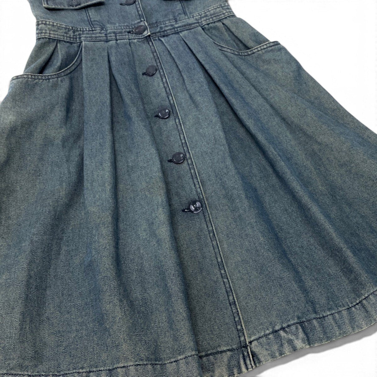 Ci13 CHANEL シャネル 01P CCボタン デニム ロングワンピース Vintage CC Button Denim Dress Size 36 インディゴブルーt18r