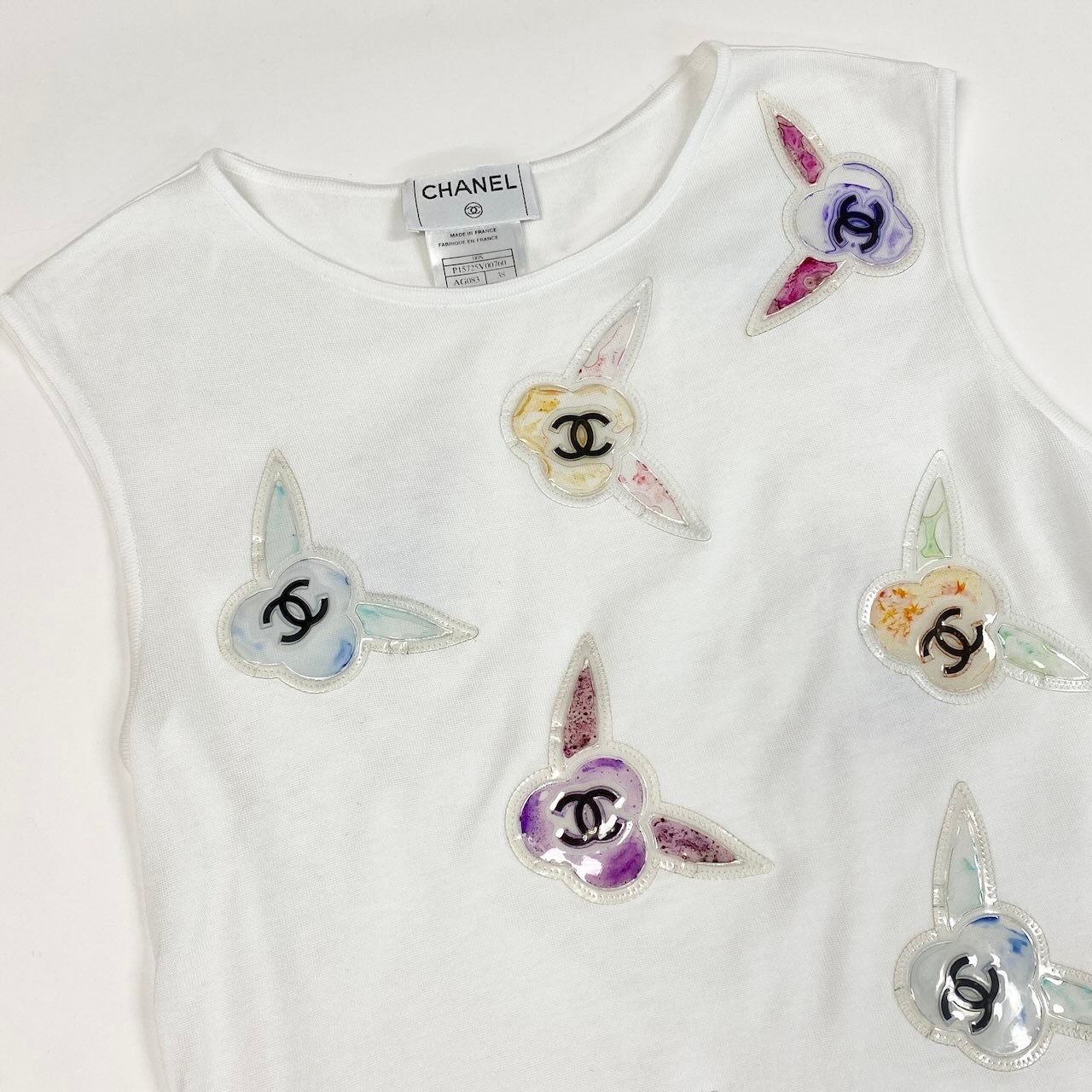 Ce7 CHANEL シャネル P15725 2000SS ココマーク タンクトップ サイズ38 ホワイト コットン100 レディースta1