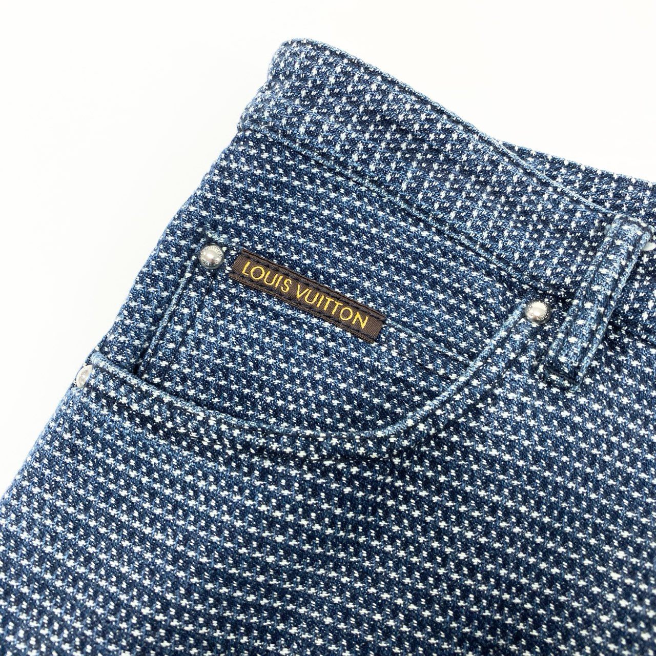 83Ⅼ2【美品】LOUIS VUITON ルイヴィトン 刺し子デニムパンツ ストレートパンツ デニムパンツ RM131 H3DP50BUC 38サイズ インディゴ メンズo07t