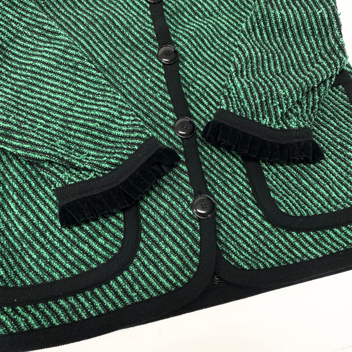 7d24 GIVENCHY ジバンシー ニットジャケット ストライプ柄 サイズ38 グリーン ブラック ウールブレンド レディース 女性服o07t