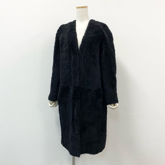 65g18 《美品》 KARL DONOGHUE カールドノヒュー ムートンコート S ブラック ラムレザー シープスキン 英国製
