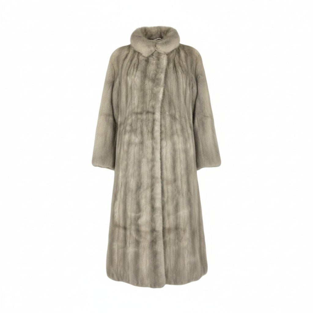 71L15 サファイアミンク 丈110cm 超ロングコート サイズ11号 シルバーグレー 本毛皮 MINK FUR ポケット有t18r