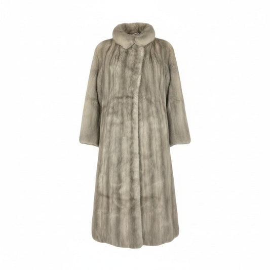 71L15 サファイアミンク 丈110cm 超ロングコート サイズ11号 シルバーグレー 本毛皮 MINK FUR ポケット有t18r