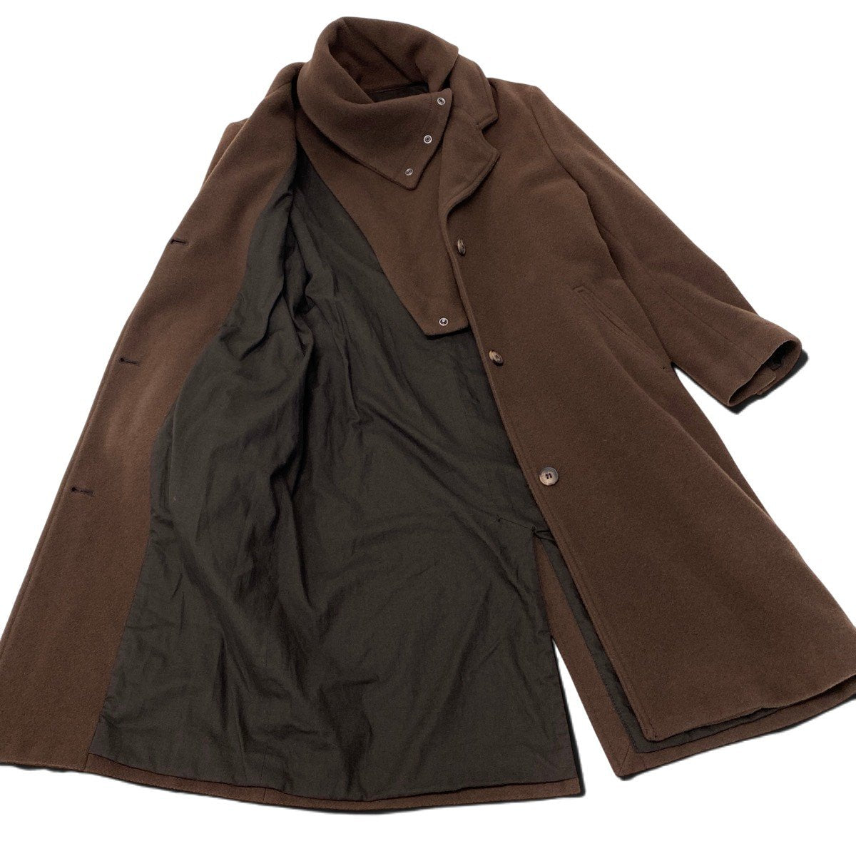 i27 MM6 Maison Martin Margiela ロングウールコート カシミヤ混 ハイネックデザイン ブラウン レディース 女性用u02t