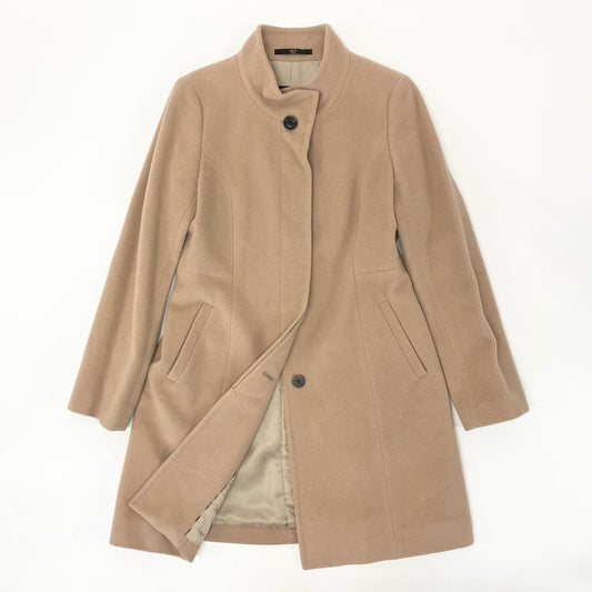 23i17 DAKS LONDON ダックス 日本製 アンゴラ混 ロングコート 大きいサイズ 42 XLサイズ相当 ベージュ ウール レディースk02i
