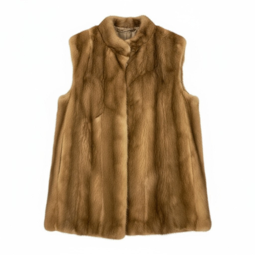 7k14 Taiyo Mink AOYAMA TOKYO タイヨーミンク アオヤマトーキョー 毛皮ベスト ファーベスト ミンクファー ノースリーブジャケット パステルミンク 11サイズ ベージュ レディースu02t