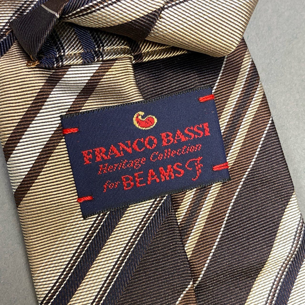 j15《美品》 FRNCO BASSI for BEAMS F フランコバッシ ビームスエフ イタリア製 ネクタイ ボーダー ビジネス フォーマル メンズ 紳士服 マルチカラー シルク100u02t