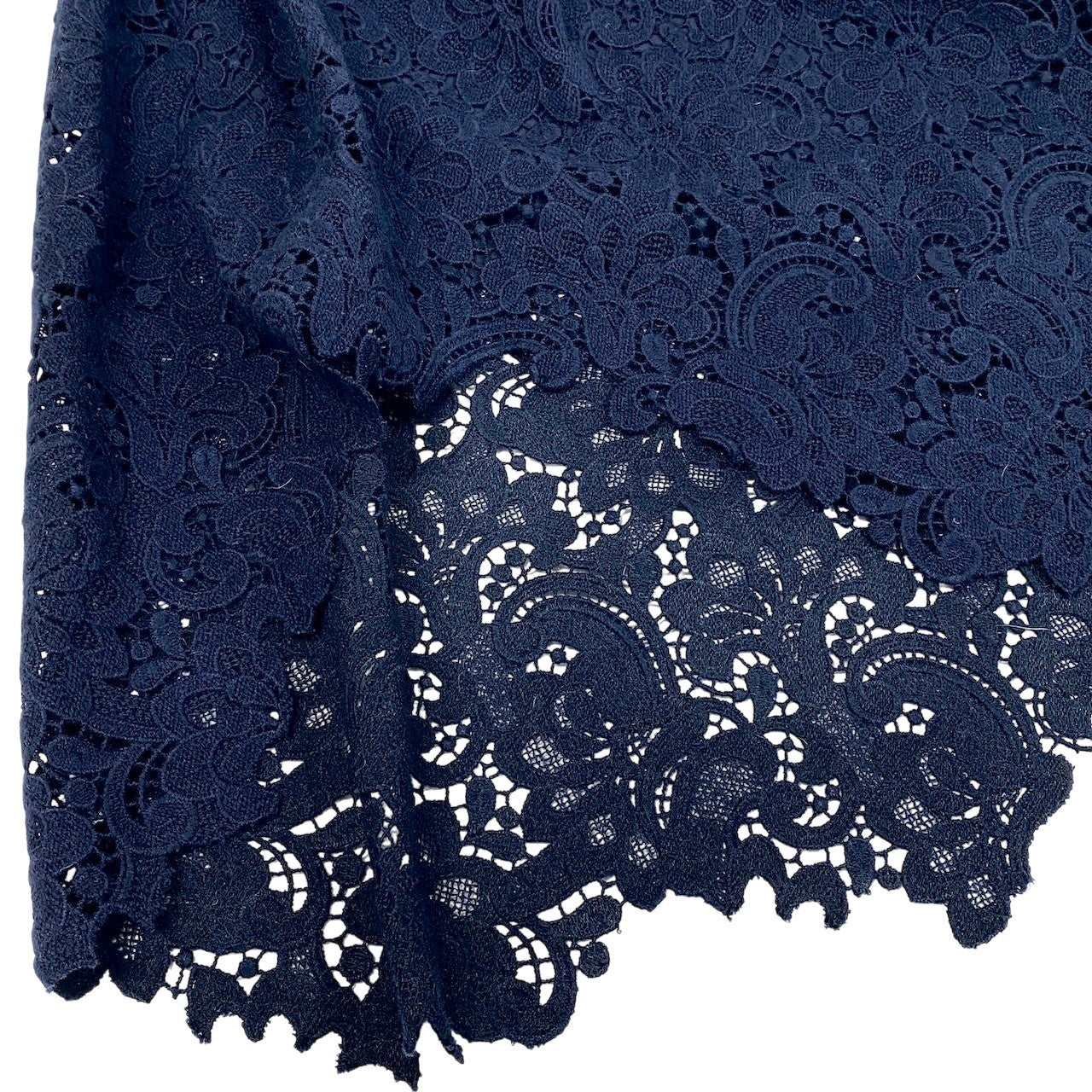 6f18 ERMANNO SCERVINO エルマンノシェルビーノ レーススカート 変形スカート 膝丈 イタリア製 40サイズ ネイビー レディース 女性用u02t