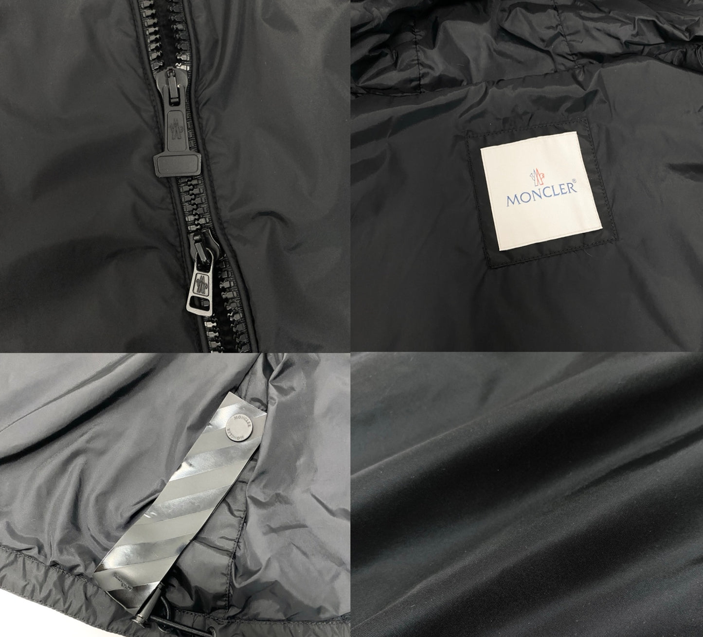 42e13 MONCLER モンクレール off-Whiteコラボ フーディーナイロンジャケット パーカー DIND-16-961 5サイズ ブラック ホワイト ナイロン100％ メンズ 男性用u02t