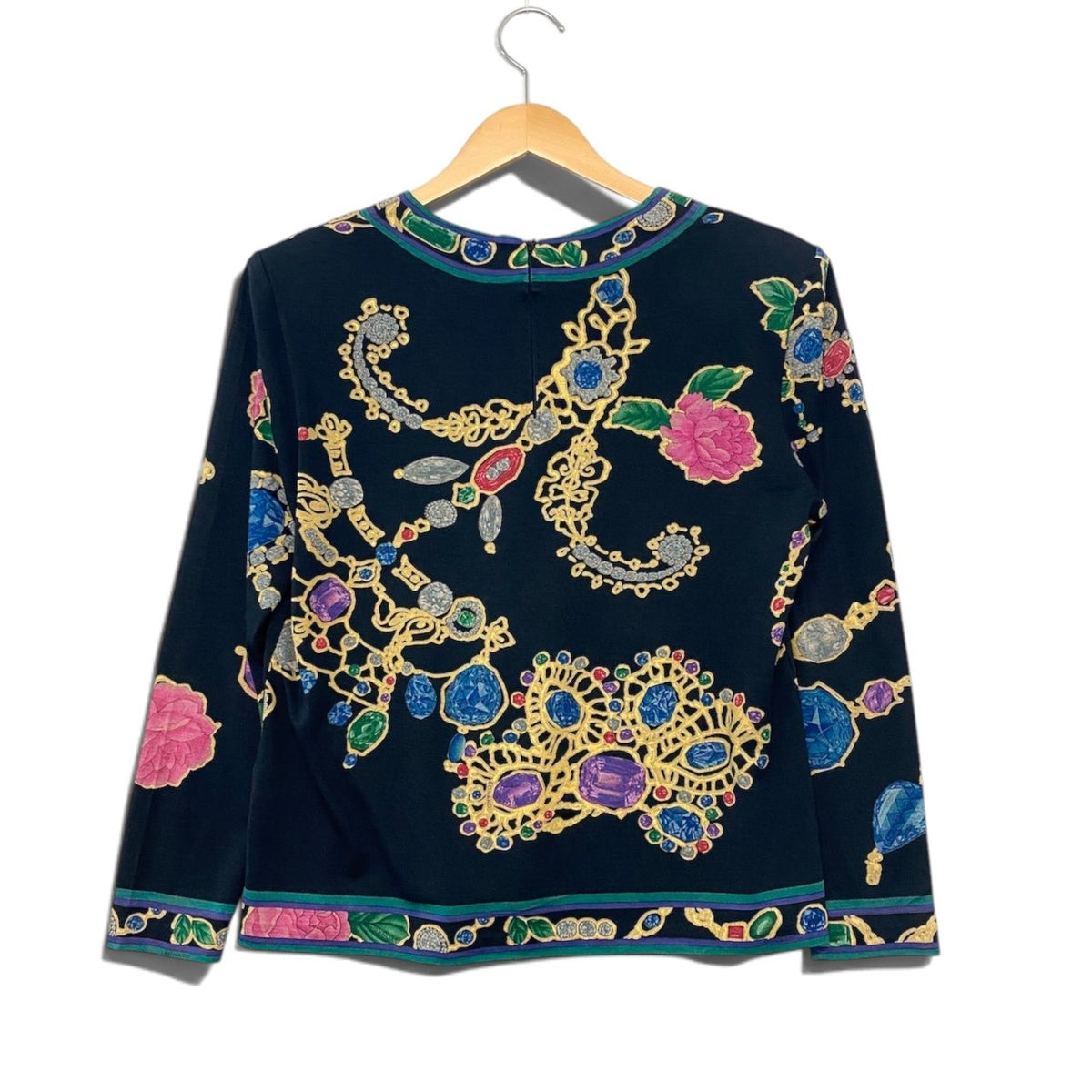 61i14 LEONARD レオナール ロングスリーブカットソー ジュエリープリント トップス Mサイズ マルチカラー レディース 女性用u02t