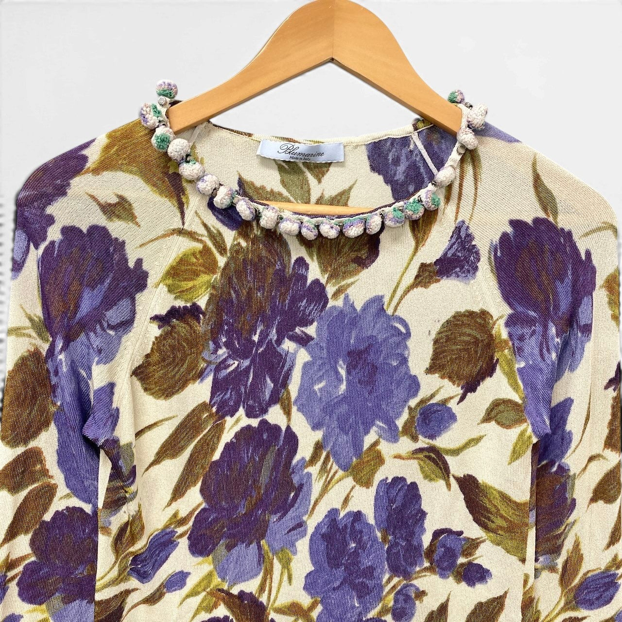 40f15 Blumarine ブルマリン フラワープリント ニットセーター 花柄 薄手 ロングスリーブ マルチカラー レディース女性服o07t