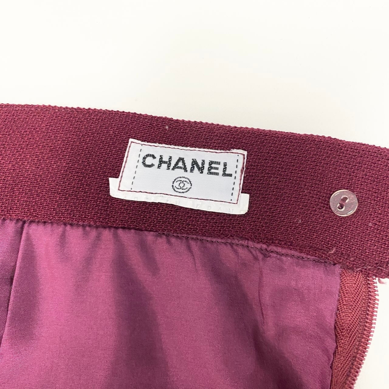 Ce26 CHANEL シャネル ヴィンテージ ニットタイトスカート 金ボタン バーガンディ レディース女性服u02tu02t