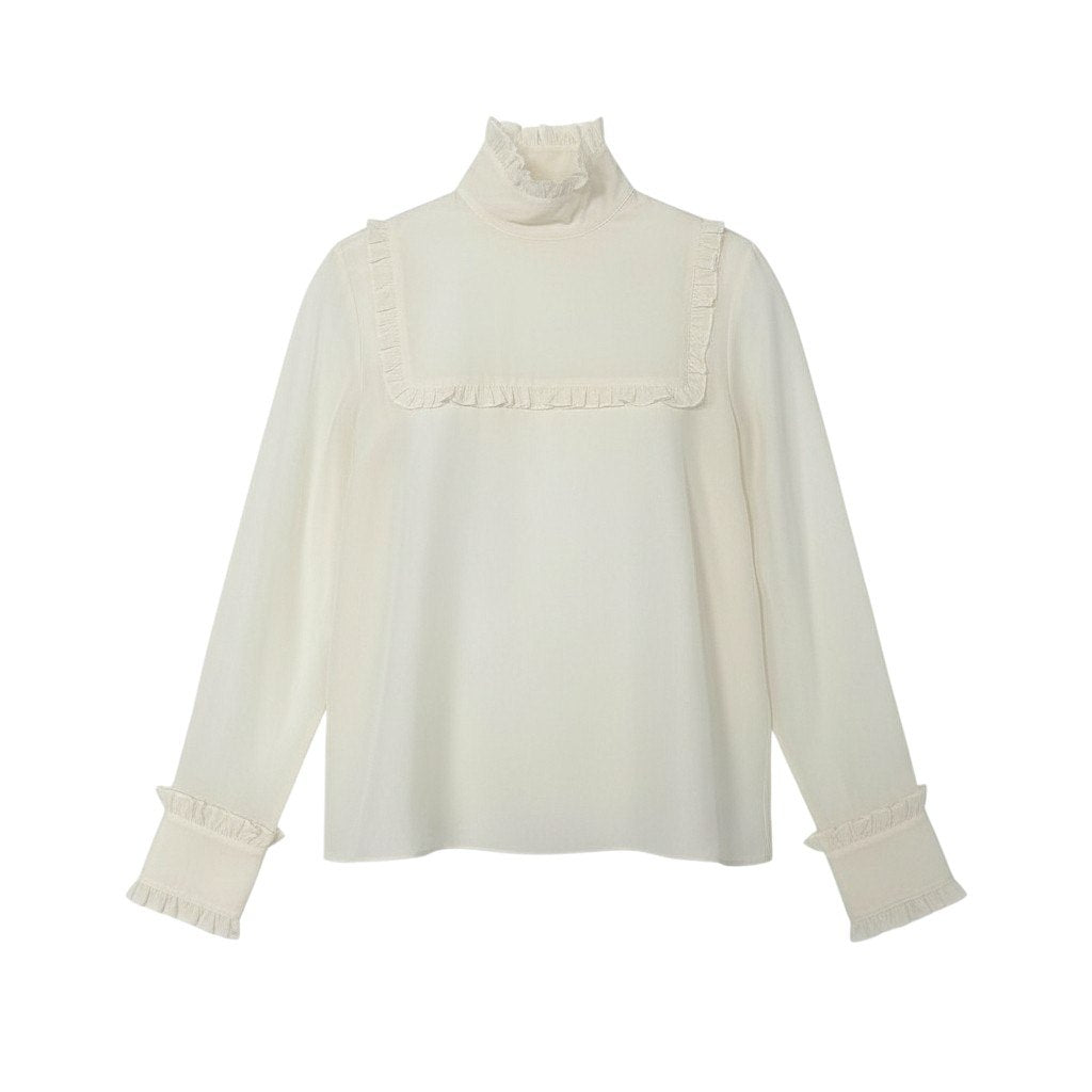 4a9 Max Mara マックスマーラ シルクブラウス フリルブラウス シャツブラウス トップス 36サイズ アイボリー シルク100％ レディースk02i