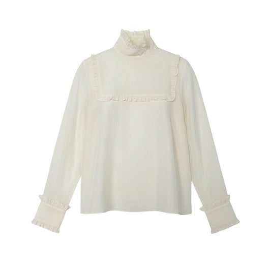 4a9 Max Mara マックスマーラ シルクブラウス フリルブラウス シャツブラウス トップス 36サイズ アイボリー シルク100％ レディースk02i