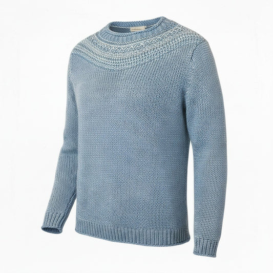 Ma27《美品》 BOTTEGA VENETA ボッテガヴェネタ フェード加工 コットンニットセーター サイズ48 ブルー Knit Sweatert18r