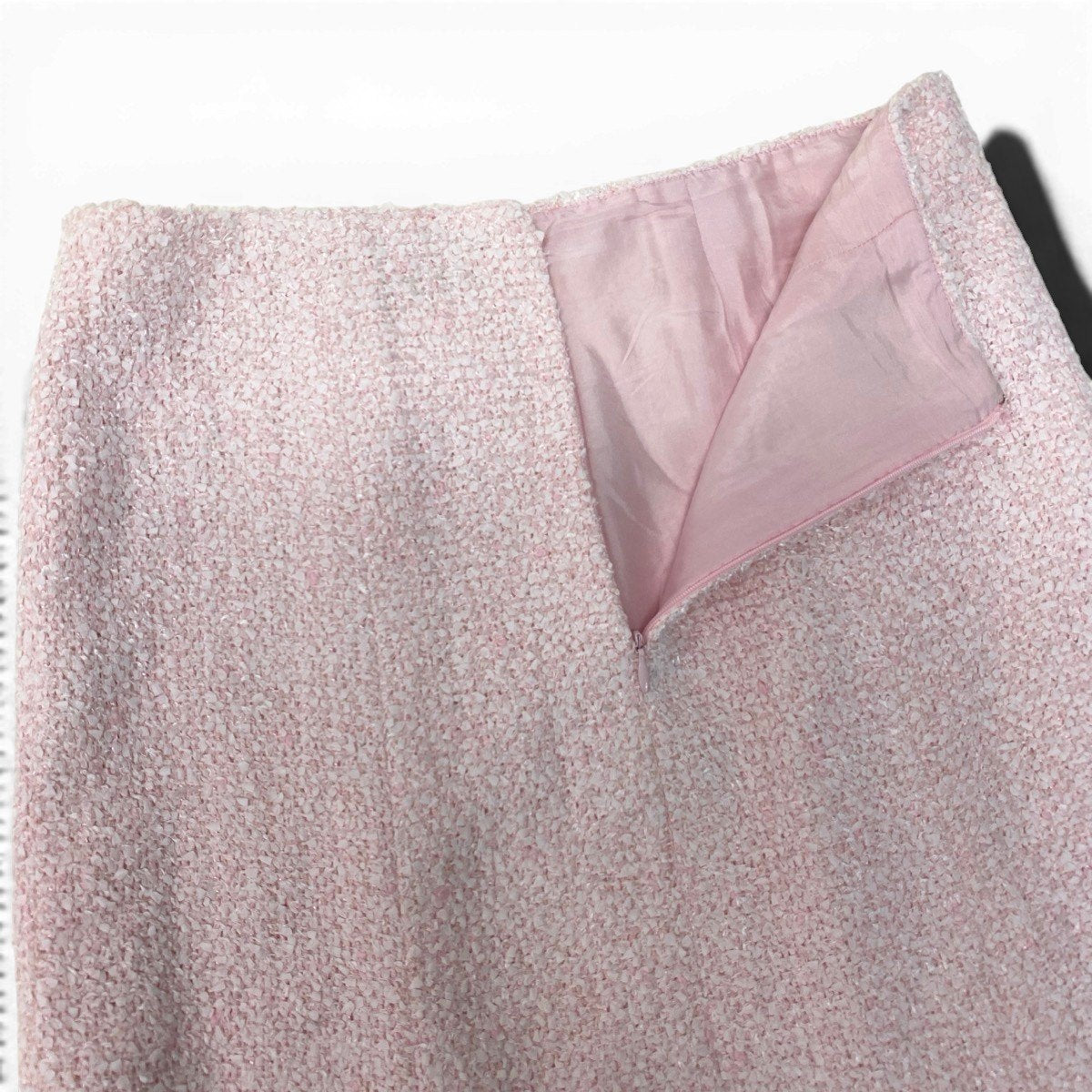 Cf11 CHANEL シャネル 04C ファンシーツイード 膝丈スカート ココマーク P22754 サイズ38 ピンク レディース 女性用ta1