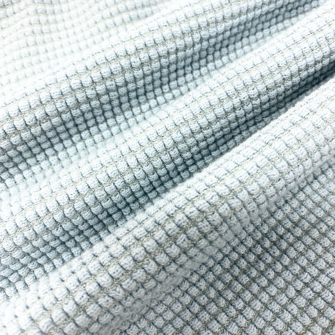 15K18 【美品】CHANEL シャネル 2014SS レース切替 ワッフルカットソー P41341K03047 サイズ34 ブルー系 レディース 女性用 トップスk02i