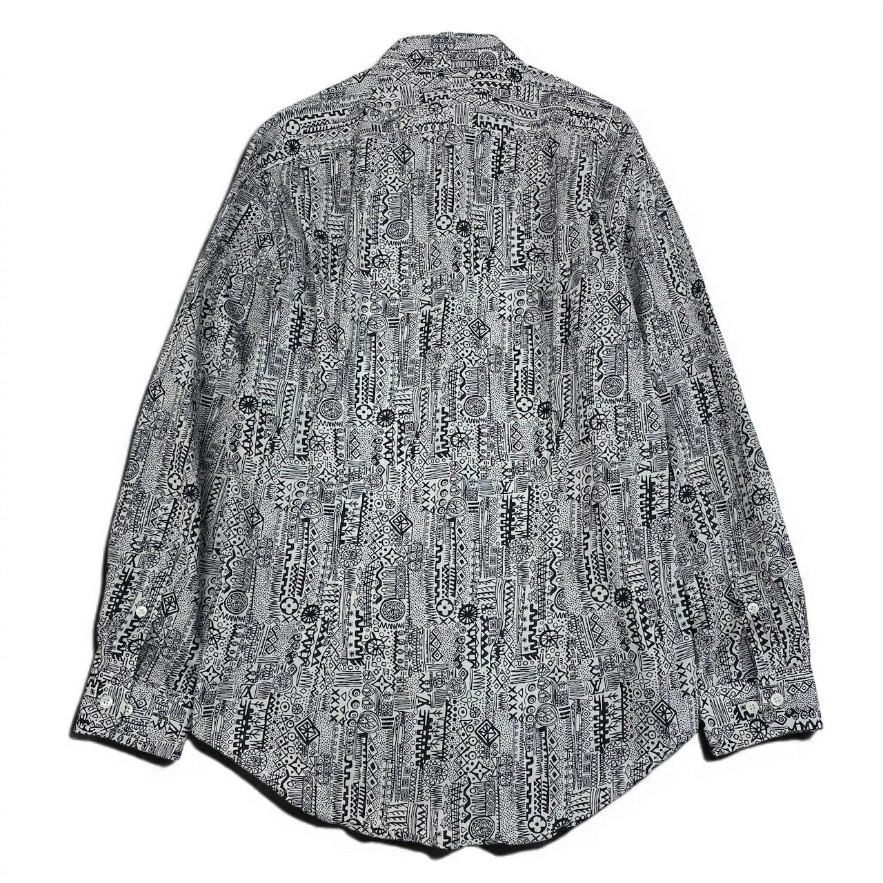 23e14 LOUIS VUITTON ルイヴィトン 長袖コットンシャツ  総柄 イタリア製 Mサイズ ホワイト ブラック コットン100％ メンズ 男性用u02t