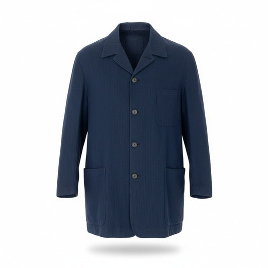 4k23 Hermès エルメス リネンジャケット アンコン ヘリンボーン PURE LINEN メンズ 紳士服 G10558 50 ネイビー 麻100％u02t