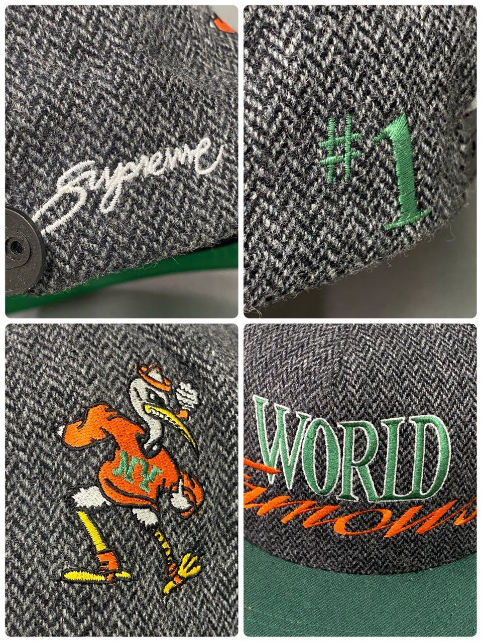 l20 １ Supreme シュプリーム 初期 World Famous 5Panel Cap パネルキャップ グリーン Vintage ビンテージ ヘリンボーン NY スナップバック