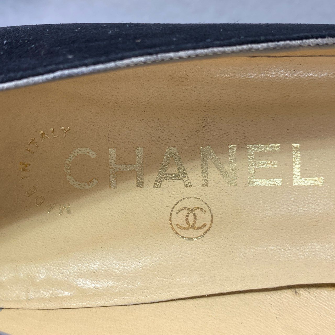 6j11 CHANEL シャネル CCロゴ ココマーク スエードパンプス 36 ブラック スウェードレザー スクエアトゥ シューズ イタリア製