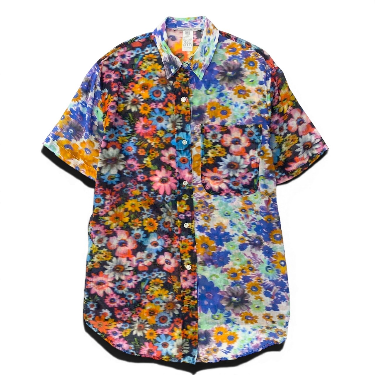 Ae10 STELLA McCARTNEY ステラマッカートニー フラワープリント 半袖シアーシャツ 半袖ブラウス サイズXS マルチカラー レディースk02i