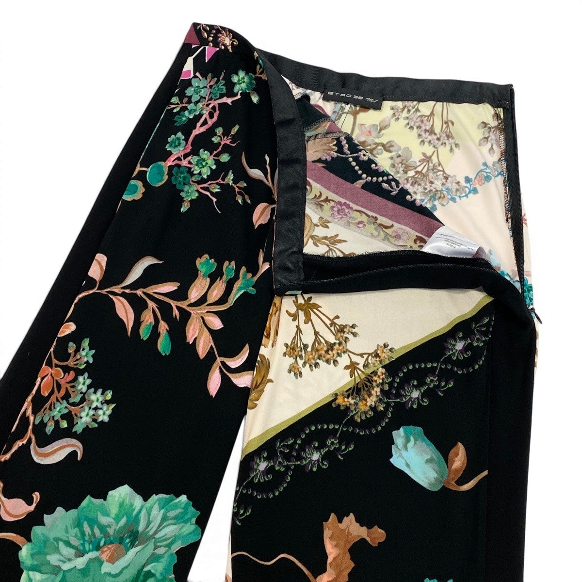 12f5 ETRO エトロ 美しい花柄プリント レーヨンパンツ ロング  サイズ38 イタリア製 マルチカラー レーヨン100％ レディース 女性服u02t