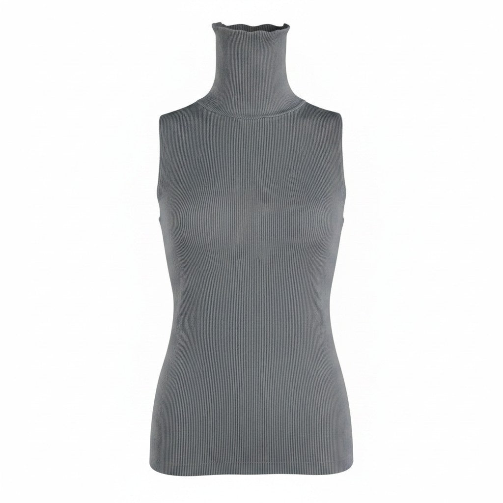 Ah28 PLEATS PLEASE プリーツプリーズ ノースリーブ プリーツカットソー サイズ3 グレー系 ポリエステル レディースo07t