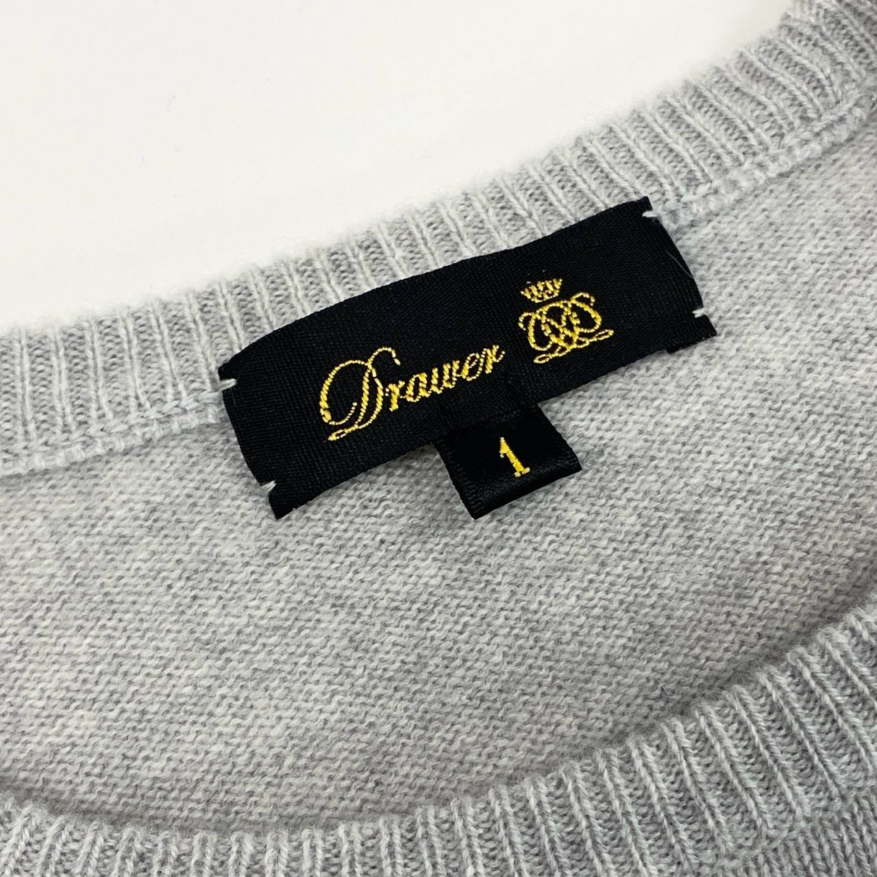 68g10 《美品》定価￥60.500 Drawer ドゥロワー 14ゲージ クルーネック プルオーバー ニットセーター 1 グレー カシミヤ混