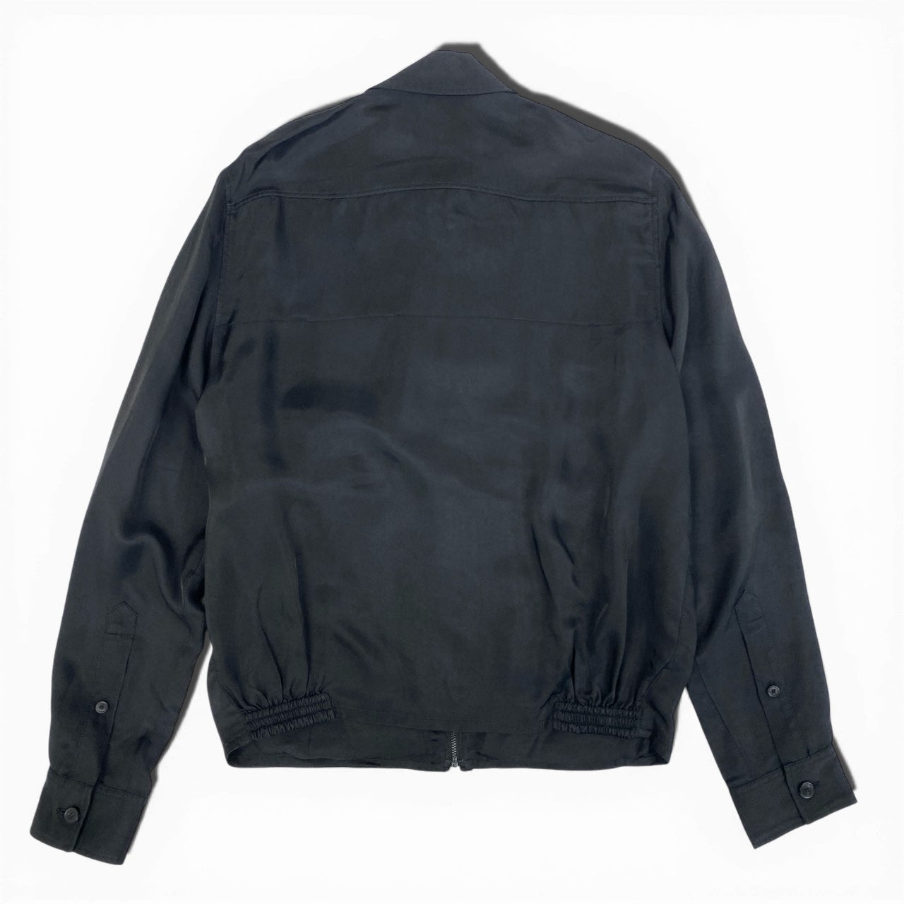 31b12【美品】Acne Studio アクネストゥディオ ジップアップジャケット サテンジャケット アウター MALCOM PSS16 46サイズ ブラック キュプラ100％ メンズu02t