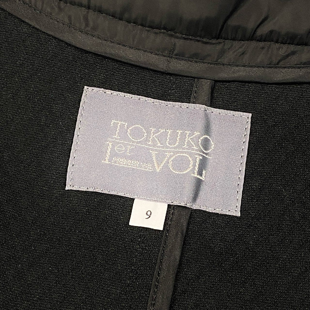27L12 TOKUKO 1er VOL トクコプルミエヴォル ノーカラーコート ロングコート アウター レース刺繍 9 ブラック系 レディース 女性用u02t