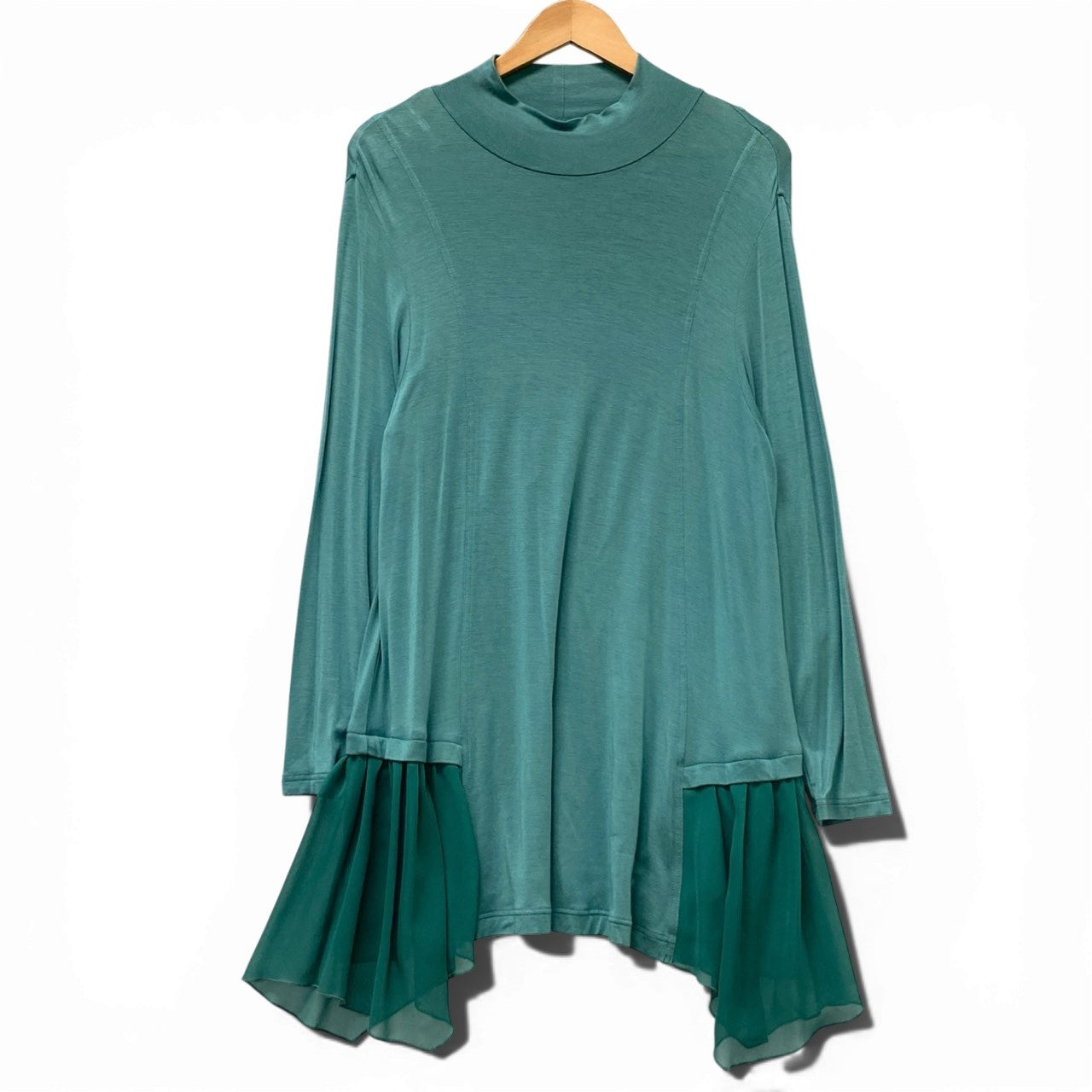 30b18 TOKUKO 1er VOL トクコプルミエヴォル ロングスリーブワンピース 裾切替 ハイネック 伸縮ストレッチ○ レディース 女性用 9 グリーン系u02t
