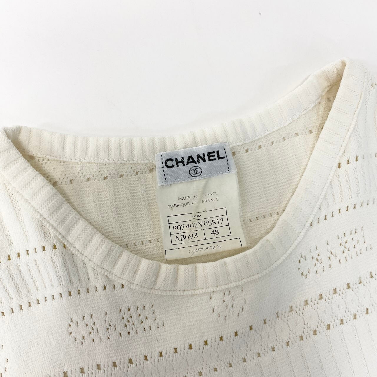 e10 CHANEL 1997年 サマーニット ココマーク 半袖ニット トップス P07402V05517 48サイズ アイボリー レディース 女性用u02t