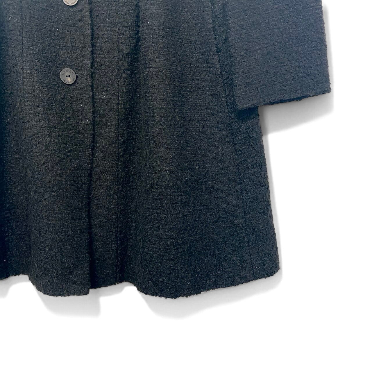 35h31 LANVIN COLLECTION ランバンコレクション Aライン ツイードコート ロングコート サイズ40 ブラック レディースu02t